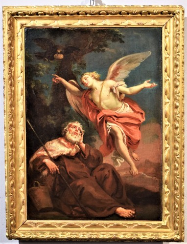 Antiquités - The Angel of God appears to the prophet Elijah - Italian school of the 17th century